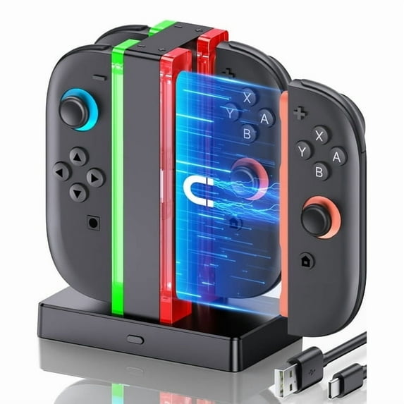 Charging Dock for Nintendo Switch 2 Joycons- Fast 3-Hour Charge, LED Indicator
