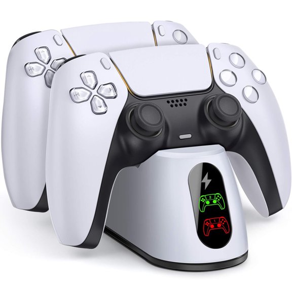Charging Dock for PS5 Controller – Fast Charging Station with Contact Points for DualSense Wireless Gamepads-White