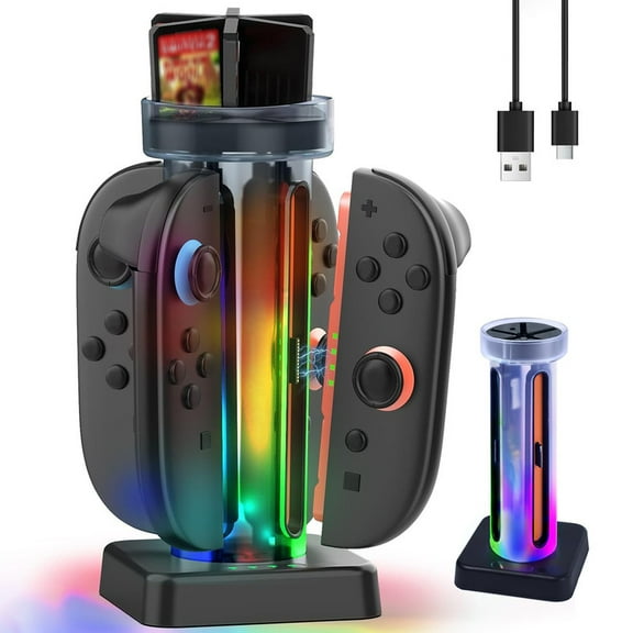 Charging Dock for Switch 2 Controller, JoyCon Charging Station with Lamppost LED Indication, Fast Charger Stand Station with Overcharge Protection