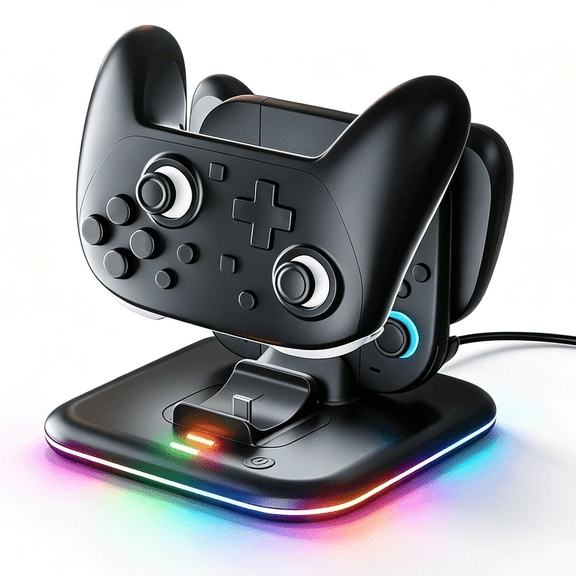 Charging Dock for Switch 2 JoyCon & Pro Controller, Fast Charging Stand with 9 RGB Light Mode, Organizer Stand for Switch 2 Joy Con Accessories