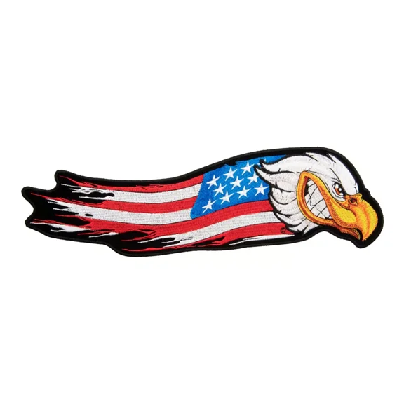 Charging Eagle Distressed Flag Patch, Medium Size