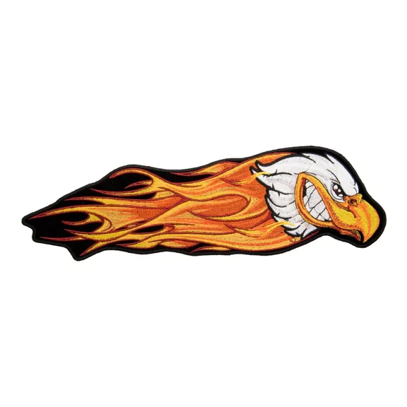 Charging Eagle Orange Flames Patch, Medium Size