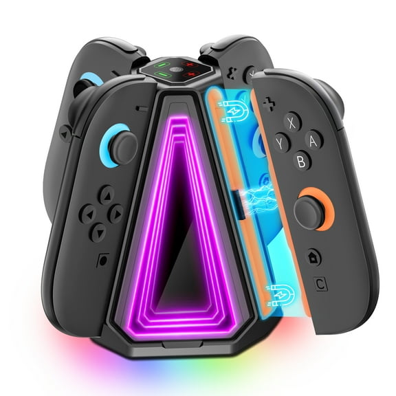 Switch 2 Controller Charger for Nintendo 2 Joy Cons Only,Switch 2 Accessories with Nintendo 2 Joy Cons Charging Dock ,Dual-Side Magnetic Fast Controller Charger Docking Station