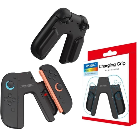 Charging Grip for Switch 2 Handle, Ergonomic V-Controller Stand with USB-C Cable and LED Indicator for Fast Charging While Playing, Compact & Easy to Carry