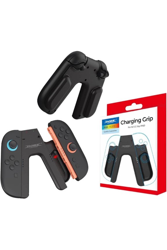 Charging Grip for Switch 2 Handle, Ergonomic V-Controller Stand with USB-C Cable and LED Indicator for Fast Charging While Playing, Compact & Easy to Carry