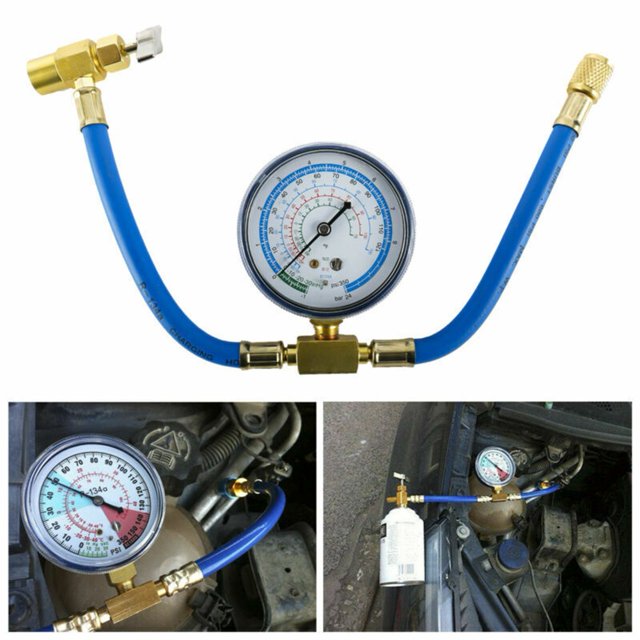 Charging Hose To Refrigerator with Gauge, Ac Refrigerantion Recharge
