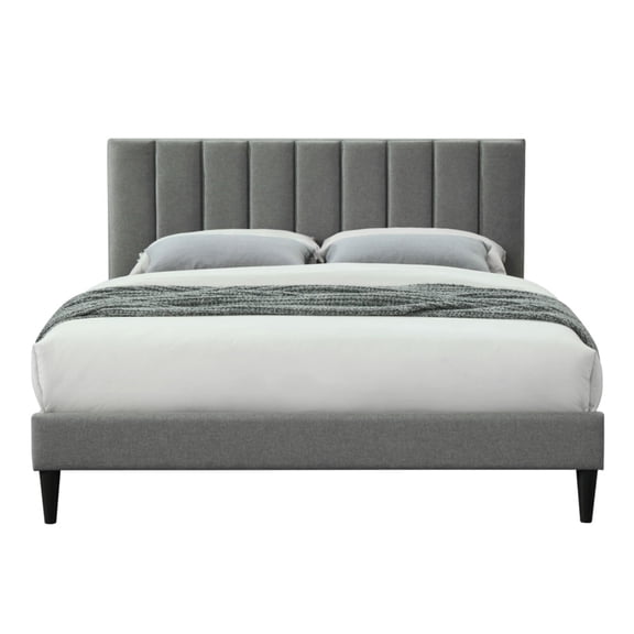 Charging King Sized Bed In A Box - Gray Fabric Channel Trait With Supply Headboard