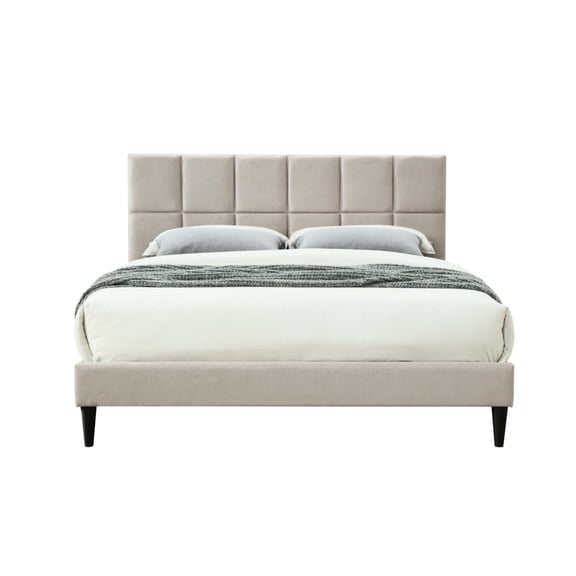 Charging King Sized Bed In A Box - Gray Headboard With Squares Upholstery Option