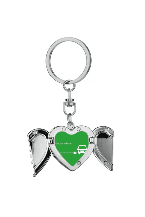 Charging Plug Energy Vehicles Protect Environment Heart Angel Wing Key Chain Holder
