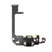 Charging Port Flex Cable Replacement for iPhone 11 Pro, Dock Connector Assembly with Microphone and Antenna, Compatible with A2160 A2215 A2217 Black