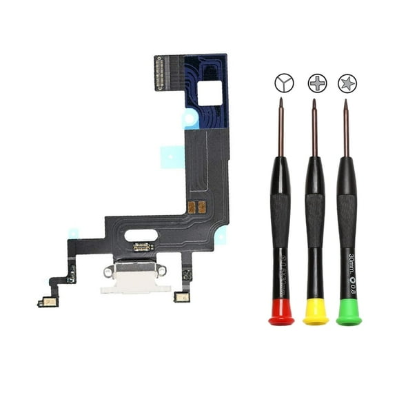 Charging Port Replacement for iPhone XR -Dock Connector Compatible with iPhone XR 6.1 Microphone Assembly Inch All Carriers with Repair Tools (White)