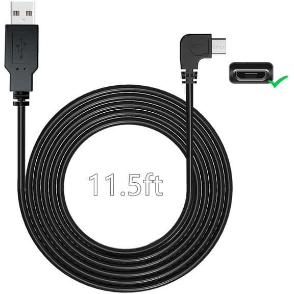 Charging Power Cable for Dash Cam, (11.5 Ft) USB 2.0 to Micro USB Car Vehicle Power Charger Adapter Cord for GPS Rearview Mirror Cam Backup Camera