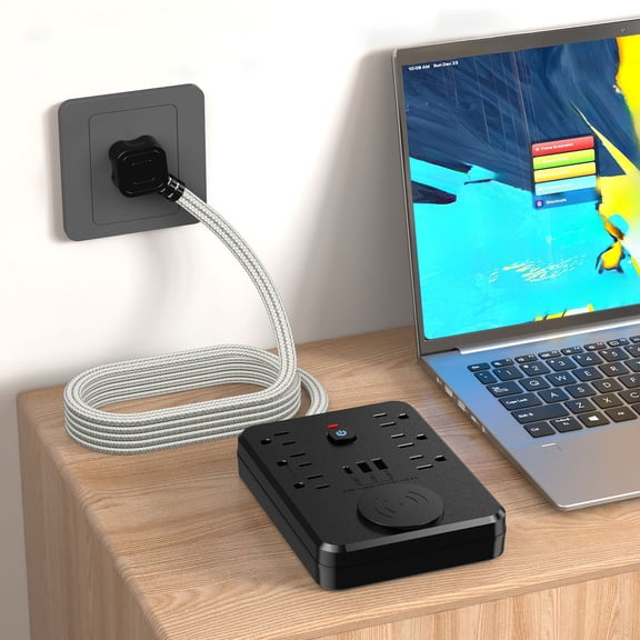 Charging Socket Multi Functional 6 AC Outlets 2 USB 1 C Ports Wireless Induction Home Travel Convenient Power Strip