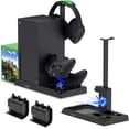 thumbnail image 1 of Charging Stand with Cooling Fan for Xbox Series X Console and Controller,Vertical Dual Charger Station Dock Accessories with 2 x 1400mAh Rechargeable Battery and Cover,Headset Stand and 10 Game Slots, 1 of 7