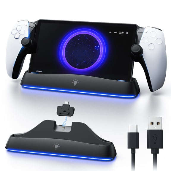 APTGAME Charging Stand for PS Portal, PlayStation Portal Charging Dock with 7 RGB Light Modes, PS Portal Holder Base with Magnetic Connector PlayStation Portal Accessories (Compatible Case Black)