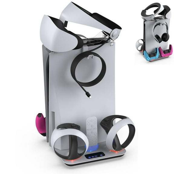 Charging Stand for PS5 & PSVR2 with Cooling Fans Dual Controller Charging Station-White