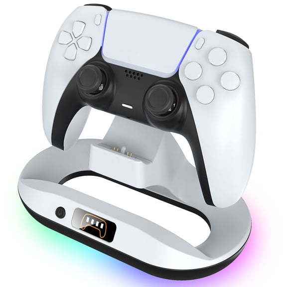 Charging Stand for PlayStation 5, Fast Controller Charger Station with LED Indicator, Single Controller Charger with 9 RGB Lights, USB Powered