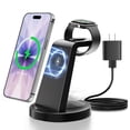 thumbnail image 1 of Charging Station, 15W Wireless Charger for iPhone 17 16 15 14 13 12, 3 in 1 Charger Stand for iWatch Series, for Airpods 4 3 2, Wireless Phone Charger for Samsung Galaxy, Black, 1 of 11