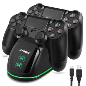 Charging Station for PS4 Controller, TSV Fast Dual Charging Dock Fit for Sony PlayStation 4 Wireless Dualshock Controller, Charger Stand with LED Indicator, USB Cable