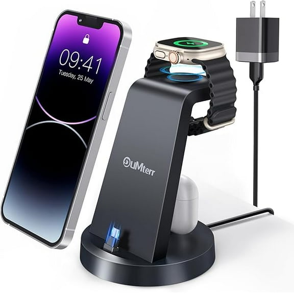 Charging Station for Multiple Devices,3 in 1 Fast Charging Station Dock for iPhone Series 14 Pro Max/13/12/11/X/8 Plus,for Airpods, Desk Wireless Charger for Apple Watch 8/Ultra/7/6/SE/5/4/3/2