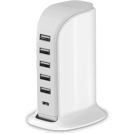 Charging Station for Multiple Devices 40W Upoy, Wall Charger Block 5 USB Ports(Shared 6A), USB Charging Hub Smart IC, Charger Tower with Type-C 3A for iPhone iPad Tablets Smartphones, Home Office Use price history and forecast - ZHANGHENG Charging Tower