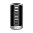 thumbnail image 1 of Charging Station for Multiple Devices 65W, Wall Charger Block 6 USB Ports(Shared 6A), USB Charging Hub Smart IC, Charger Tower for iPhone iPad Tablets Smartphones, Home Office Use (Black), 1 of 7