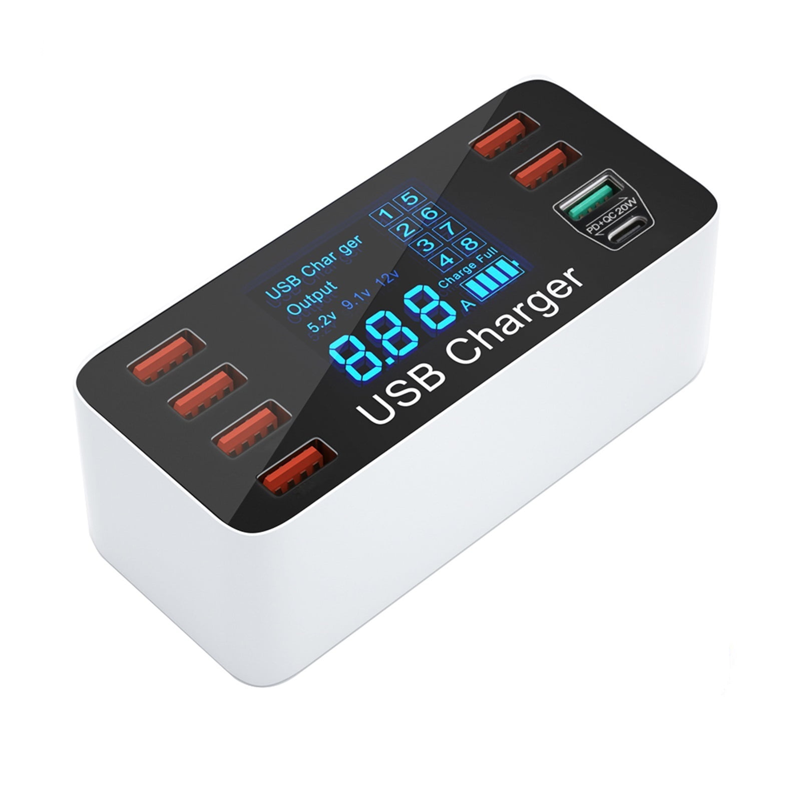 Charging Station For Multiple Devices,Quick Charge 3.0 Fast Charger Adapter 8 USB Charger Station Type C Phone Charger For Multiple Devices ,No More Cable Clutter