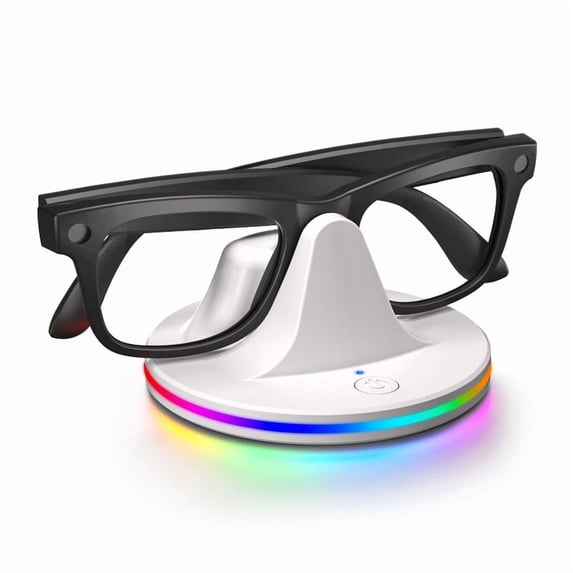 Charging Station for Meta Wayfarer/Skyler/Headliner, Portable Charging Dock Compatible with Oakley Meta HSTN, RGB Travel Charging Stand with Cable, LED Indicator, White