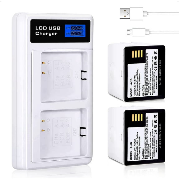 Charging Station and 2- Pack 2440mAh Rechargeable Battery for Arl-o Pro/Pro 2 VMC4030 VMA4400 Camera[7.2V/2440mAh/17.57Wh] (Include Micro-USB Cable)