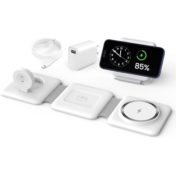 Charging Station for Apple Multiple Devices - Travel Charging Pad for iPhone 12-17 Pro Max Plus Watch & AirpodsWhite