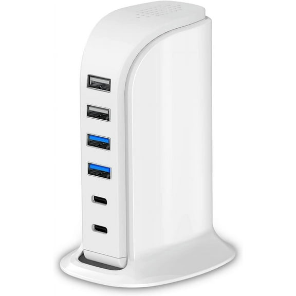 Charging Station for Multiple Devices, Fast Charging Blocks with Dual Type C Ports, USB Charging Hub Organizer Multiport