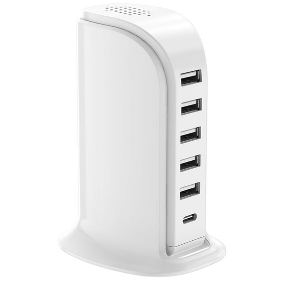 Charging Station for Multiple Devices Upoy, USB Hub with 5 USB+1 Type C Ports Total 60W, Charging Blocks Fast Charging