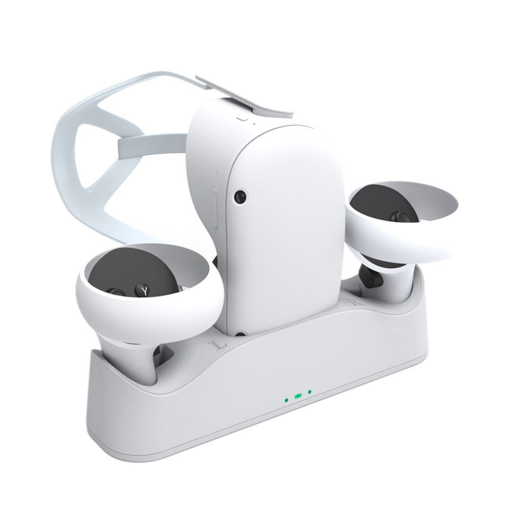 Charging Station for Oculus Quest 2, VR Stand for Quest 2 with 2 Rechergeable Batteries, Battery Cover and USB-C Charger Cable