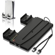 Charging Station for PS5, Vertical Stand with Controller Charger for PS5, PS5 Stand Horizontal with 4 USB C Adapter