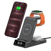 Charging Station for iPhone, SwanScout 703A, Wireless Charger for iPhone 17/Air/16/15/14/13/12/11 Series, for Apple Watch 10/Ultra 2/9/8/7/6/5/SE 2, for Airpods Pro 3/2, Foldable and Portable