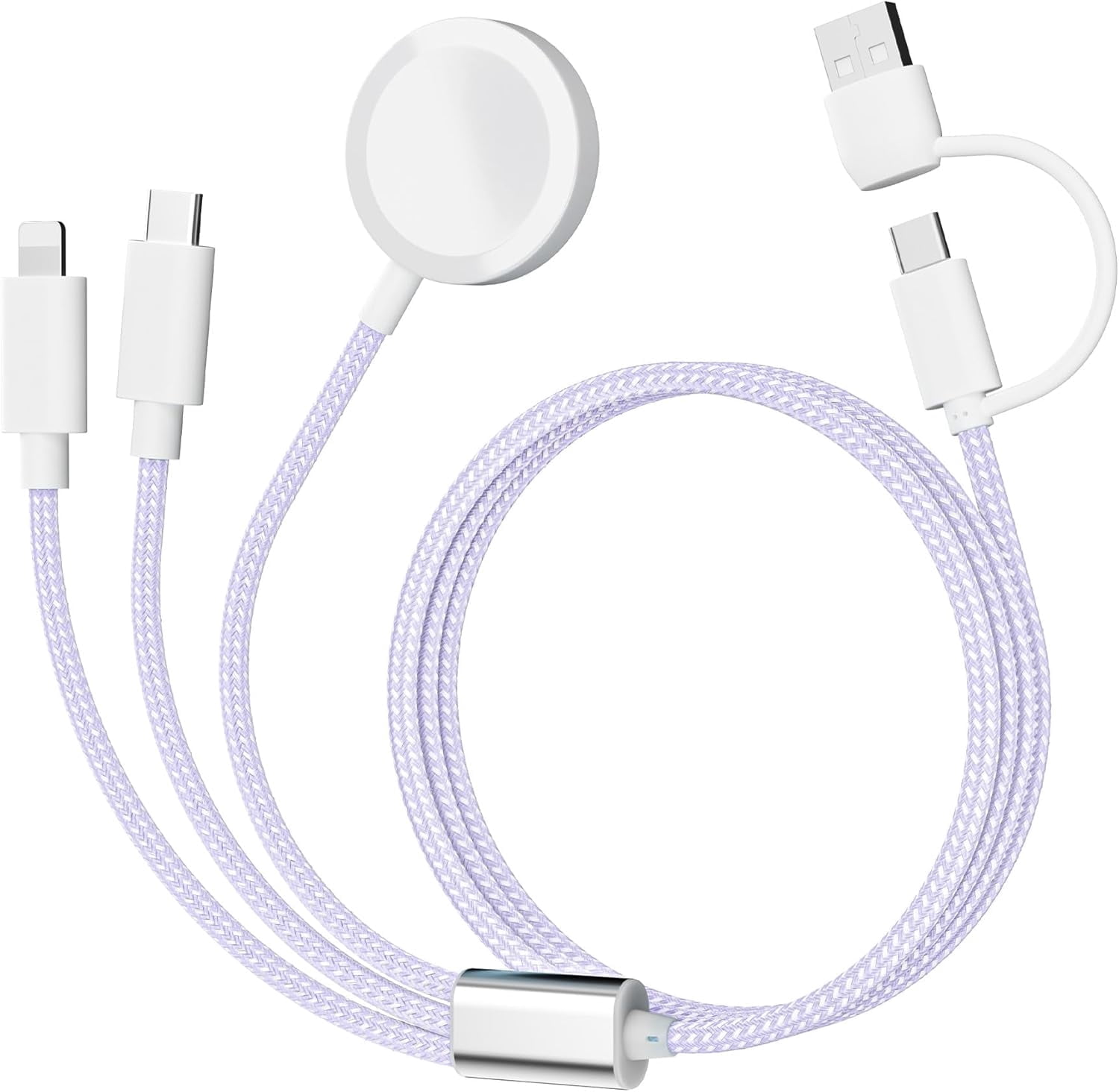 Charging USB C Watch Phone Charger 3 in 2 Cable, Compatible with Apple Watch Ultra SE Series 1-8, Universal Travel Multi Devices All in One Cord, 4FT/1.2M-Blue