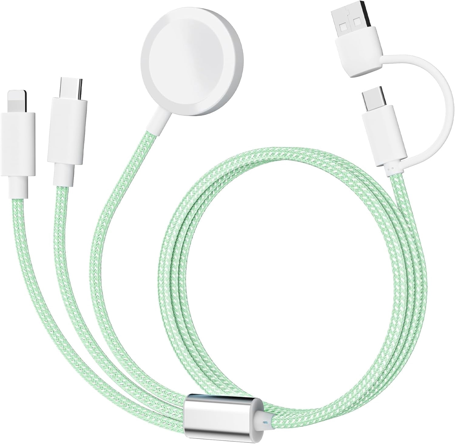 Charging USB C Watch Phone Charger 3 in 2 Cable, Compatible with Apple Watch Ultra SE Series 1-8, Universal Travel Multi Devices All in One Cord, 4FT/1.2M-Blue