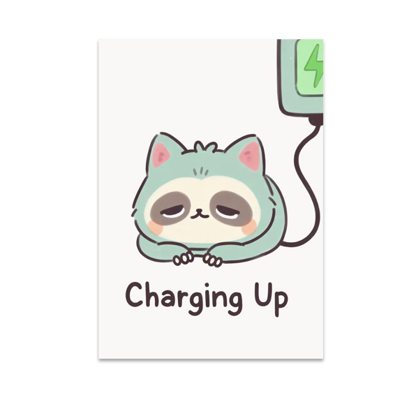 Charging Up Mode Sloth Art - Sleepcore Humor - 13x19 Poster Print