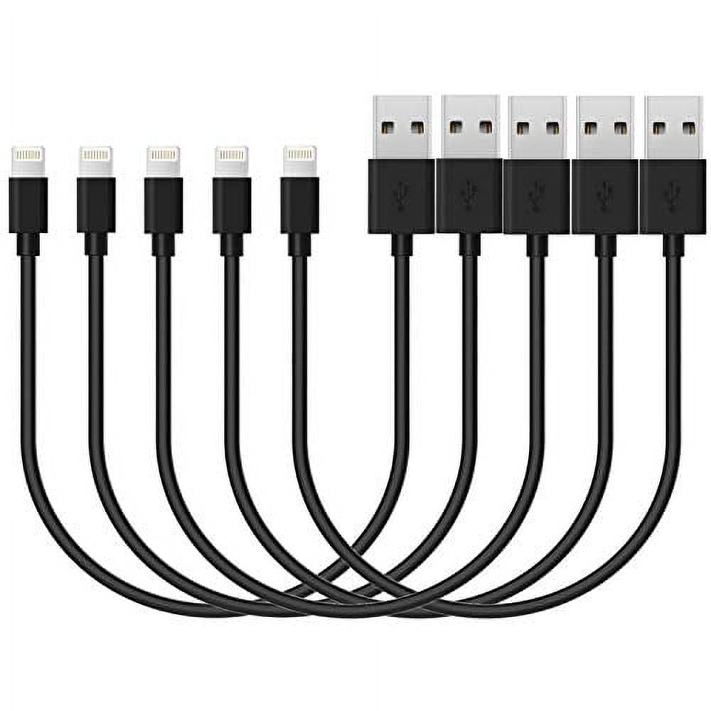 CUWIRE Charging iPhone Cables, Short USB Lightning Cord Cable/Data Sync Transfer Wire Compatible for iPhoneX Case/8/8 Plus/7/7 Plus/6/ 6s Plus,iPad Mini- Black, 8-inch, 5-Pack