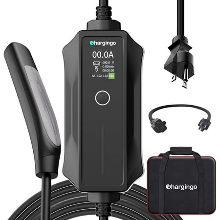Chargingo Tesla Charger Level 1-2 EV Charger,120V-240V,16A, NEMA 5-15 & 6-20 Plug,25FT Extension Cord,ETL & FCC Listed,Compatible with All Tesla Models 3/Y/S/X/Cybertruck
