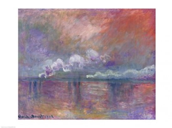 Charing Cross Bridge Smoke in the Fog 1902 Canvas Art - Claude Monet (24 x 18)