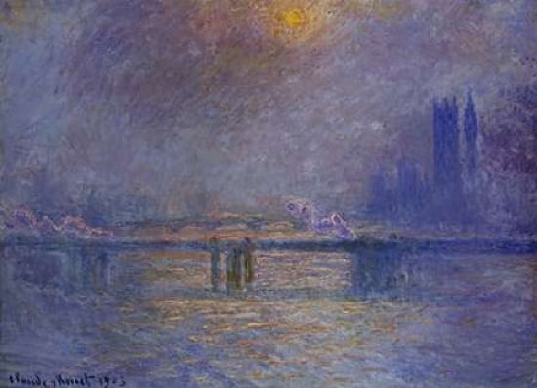 Charing Cross Bridge The Thames Canvas Art - Claude Monet (18 x 24)