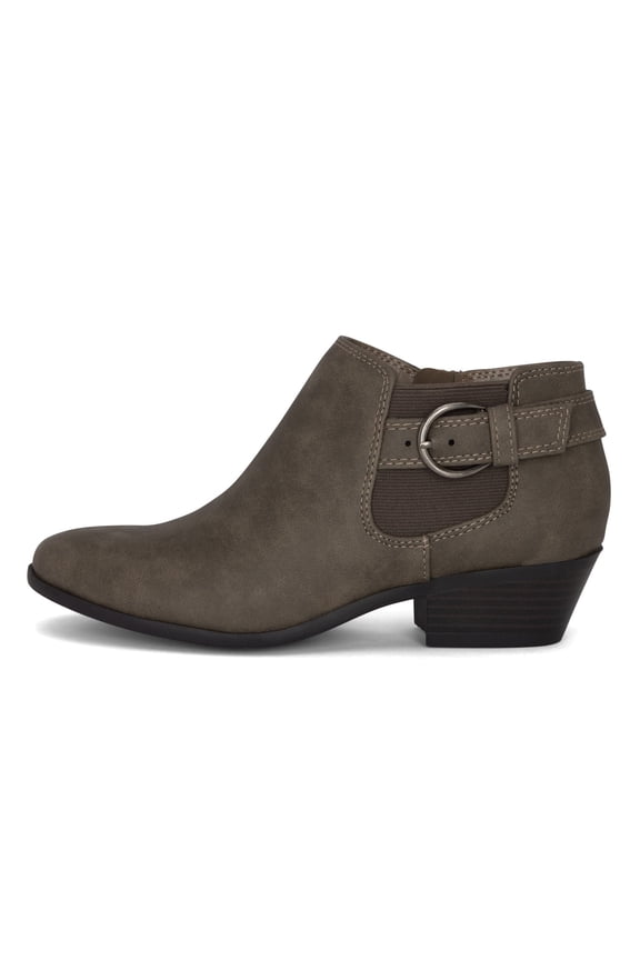 Kiki Women's Shoes Adjustable Booties Ankle-High, Medium Low Heel Stacked Round Toe Gray, 10