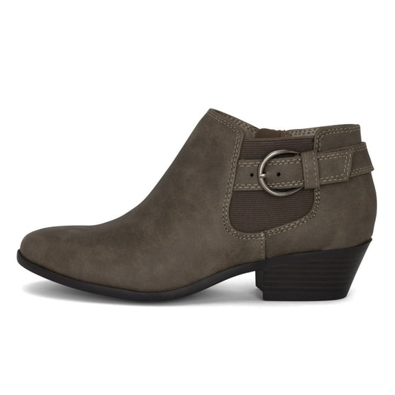Chariot & Co Kiki Women's Shoes Adjustable Booties Ankle-High, Medium Low Heel Stacked Round Toe Gray, 10
