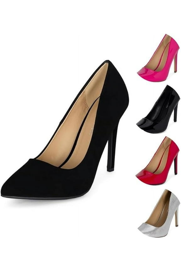 : Mall- Womens Pointed Toe Stiletto Pumps - 4" Heels, Wedding and Dress Shoes Heel (Black Nbpu, 5.5)