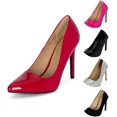 thumbnail image 1 of Chariot & Co: Mall- Womens Pointed Toe Stiletto Pumps - 4" Heels, Wedding and Dress Shoes Heel (Lipstick Patent, 6), 1 of 6