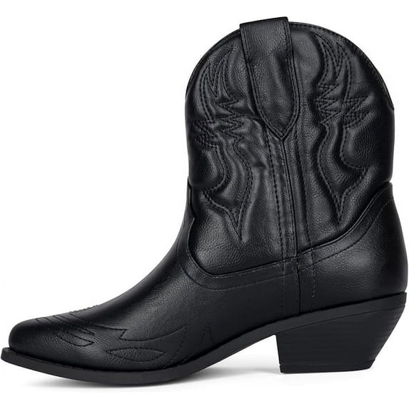Chariot & Co -Susan- Womens Cowboy Cowgirl Western Ankle Booties Pointed Toe Boots (Black Pu, 8)
