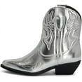thumbnail image 1 of Chariot & Co -Susan- Womens Cowboy Cowgirl Western Ankle Booties Pointed Toe Boots (Silver, 6), 1 of 7