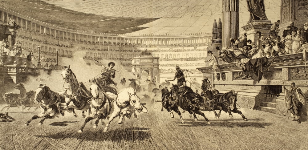 Chariot Race At Roman Games After A Painting By Alejandro Wagner From Album Artistico Published Circa 1890 Canvas Art - Ken Welsh Design Pics (42 x 20)