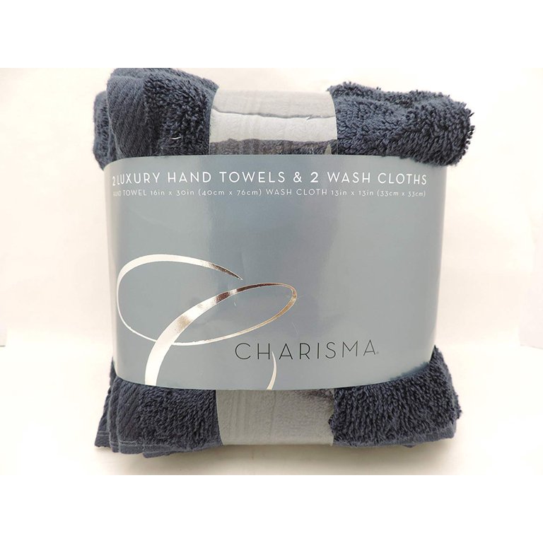 CHARISMA LUXURY MIDNIGHT Blue 4 Piece Bath Set 2 Hand Towels and 2